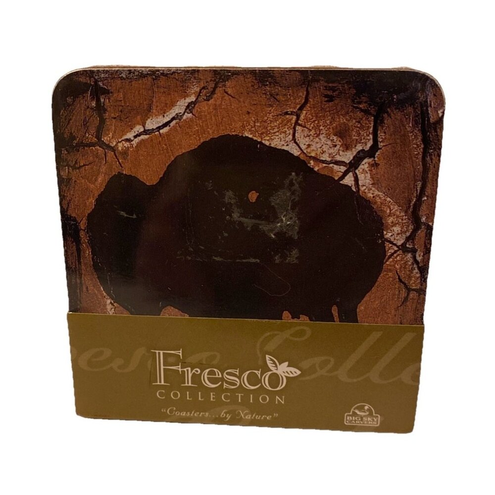 Big Sky Carvers Fresco Collection Bison Coasters New Sealed Nature Cork Back HTF